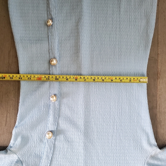 SHEIN Mulvari Pearl Button Detail Mermaid Hem Dress - Size Medium - Baby Blue - Picture 11 of 13